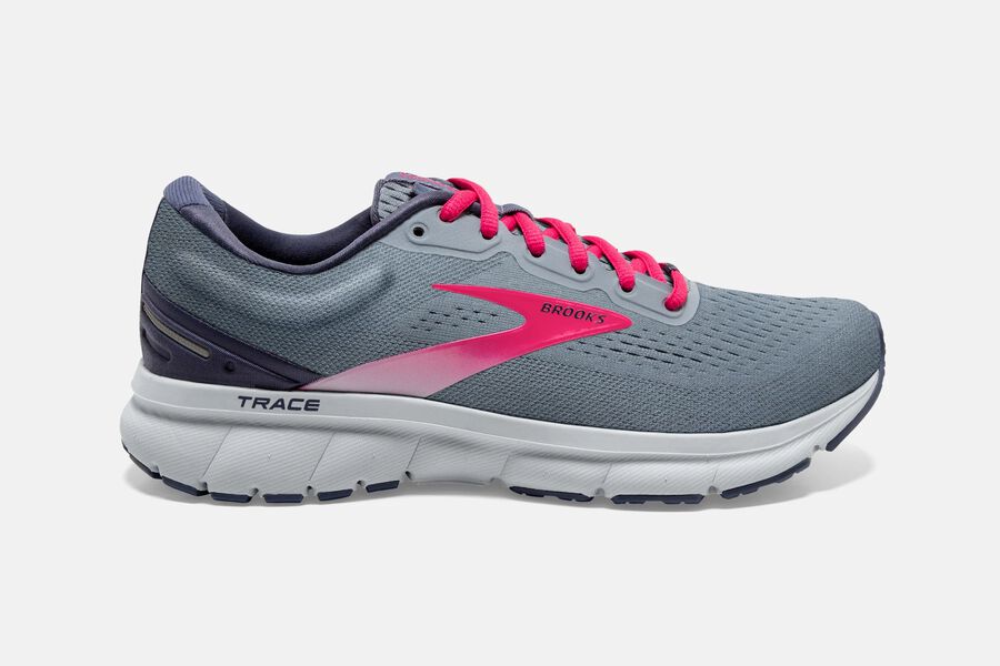 Brooks Trace Road Running Shoes Womens - Grey/Pink - QGZKR-6497